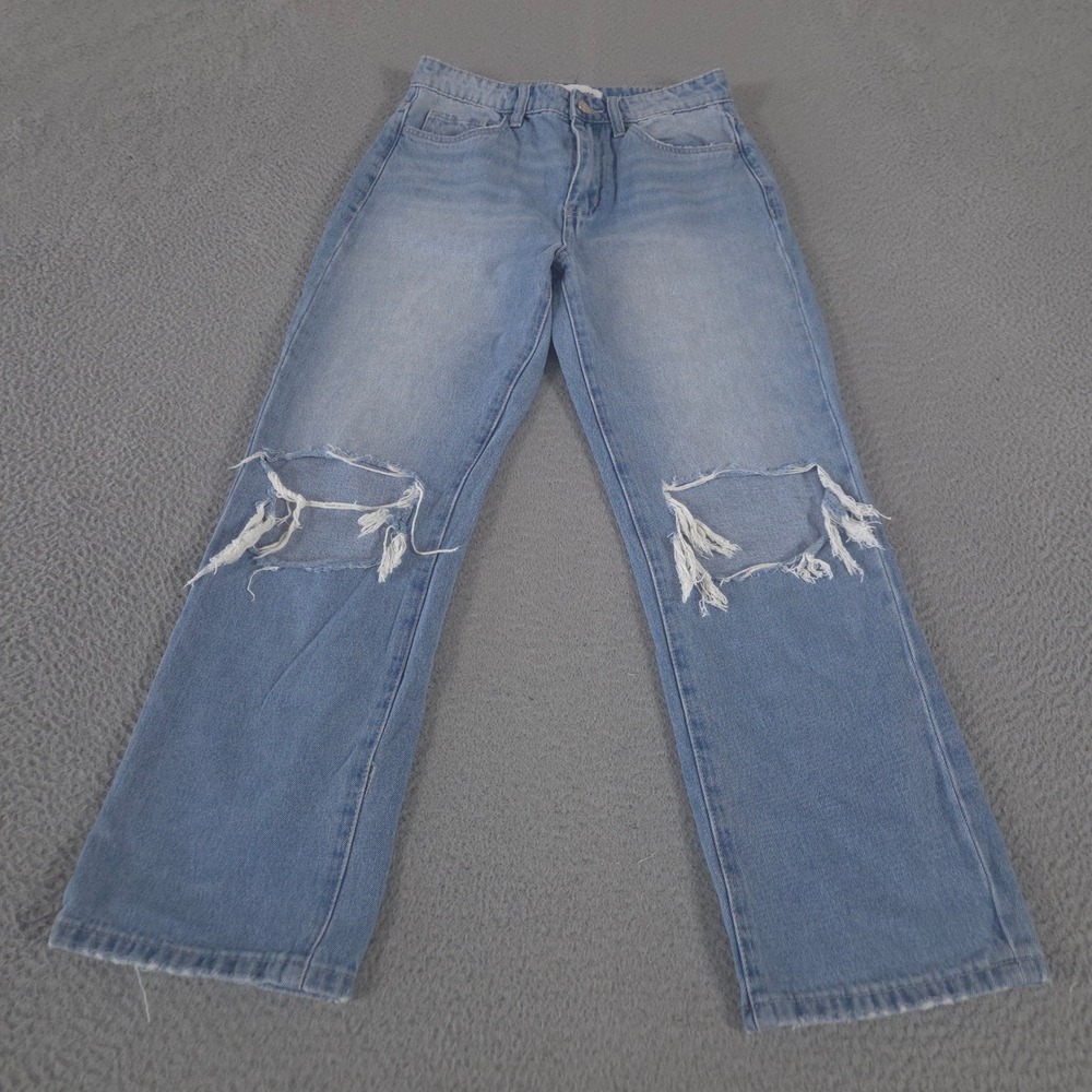 Vervet Jeans Women 26 Blue 90s Dad Distressed Straight Leg Cotton Denim Pants